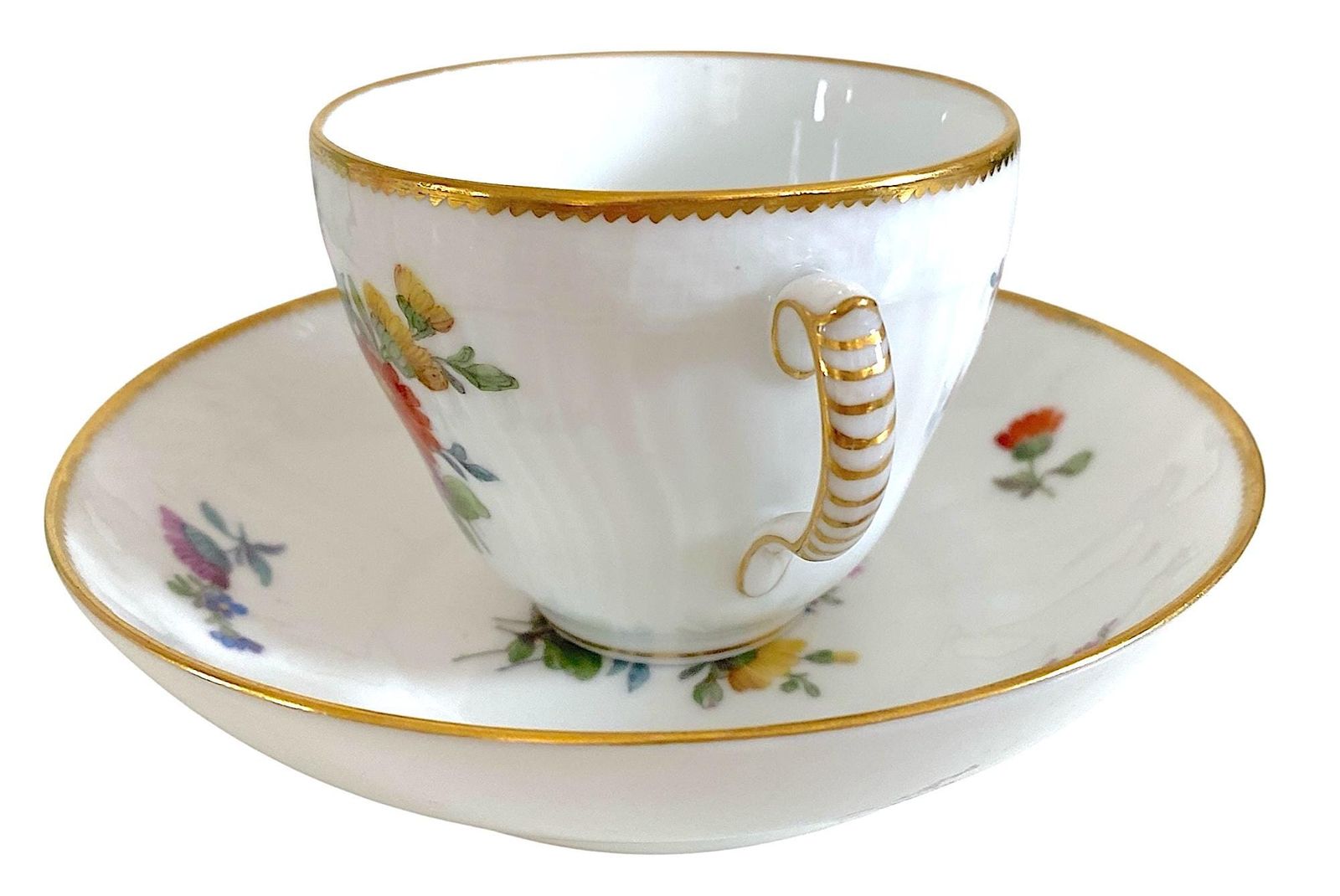 ロイヤルコペンハーゲン サクソンフラワー カップ＆ソーサー アンティーク デンマーク磁器 ピンク芍薬ローズ