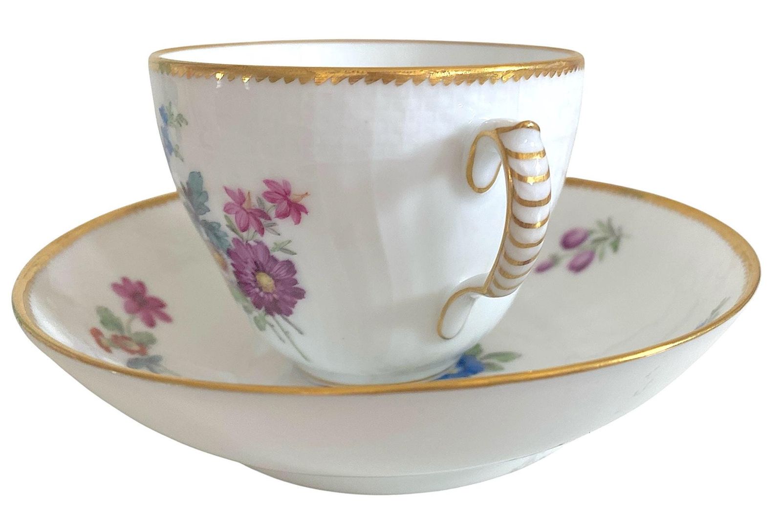 アンティーク ロイヤルコペンハーゲン カップ＆ソーサー サクソンフラワー 金縁 デンマークの代々伝わる宝物