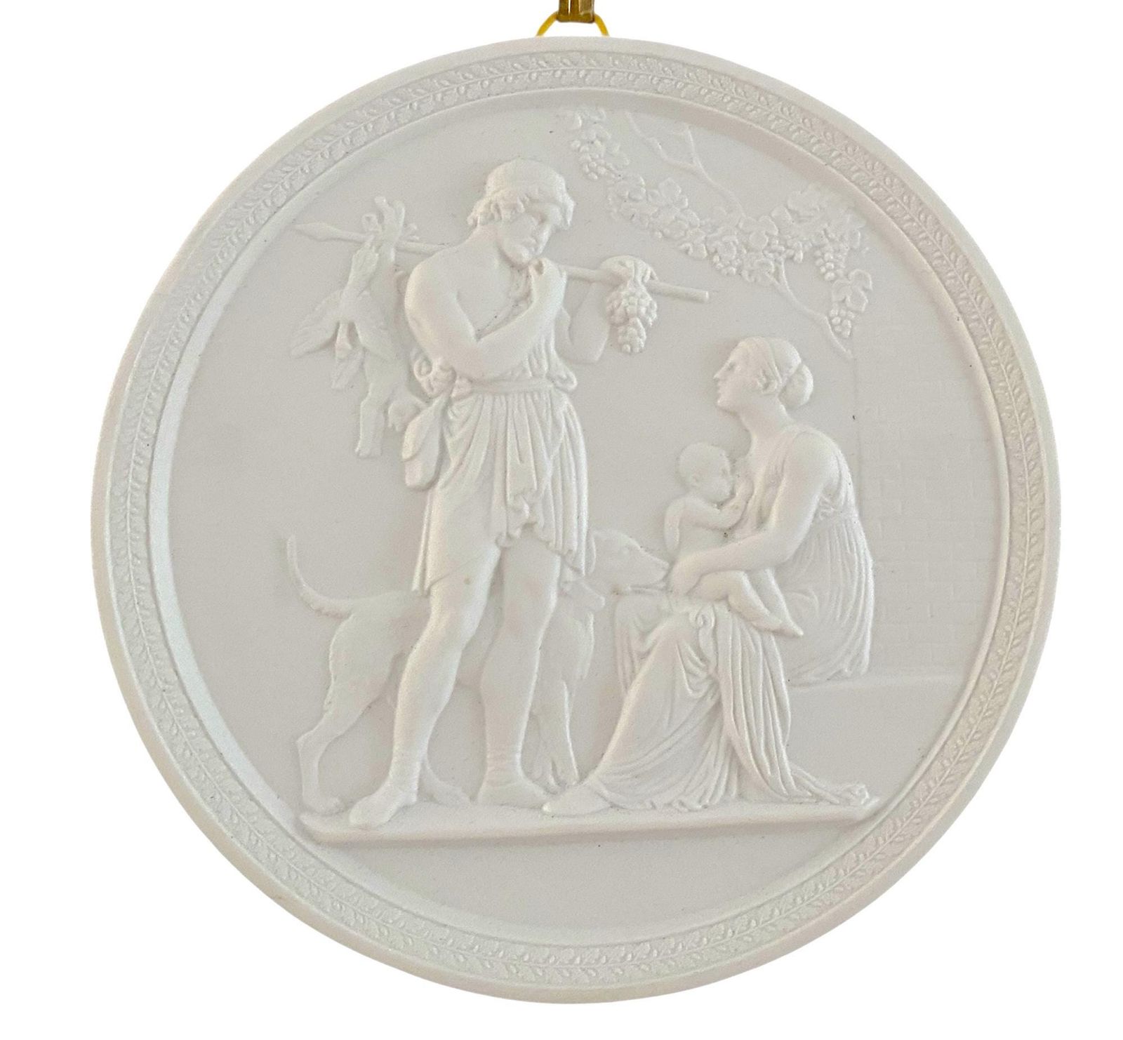 壁掛けプレート 白素焼きレリーフ彫刻