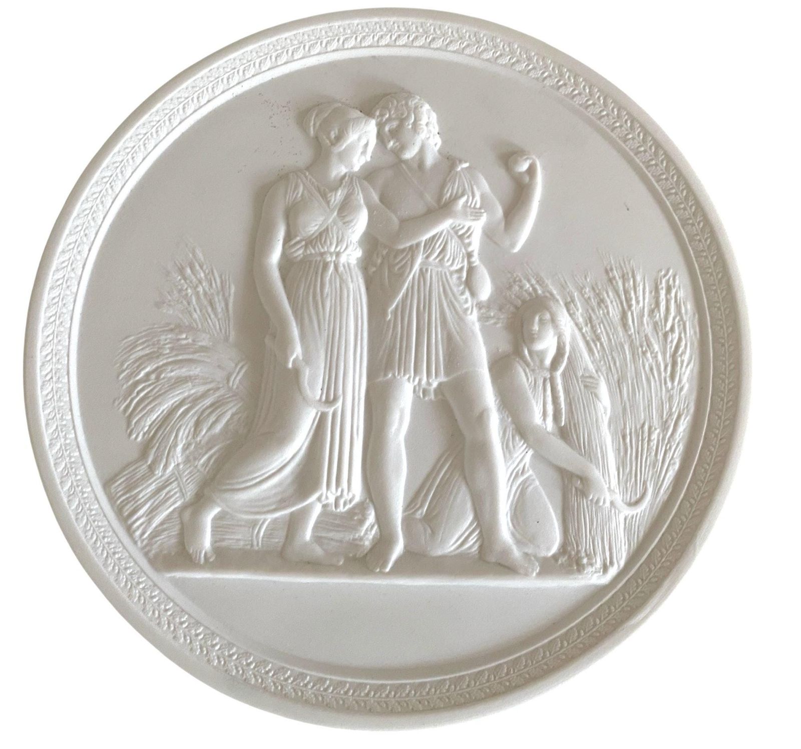 夏と青春 ビスク陶器レリーフ彫刻