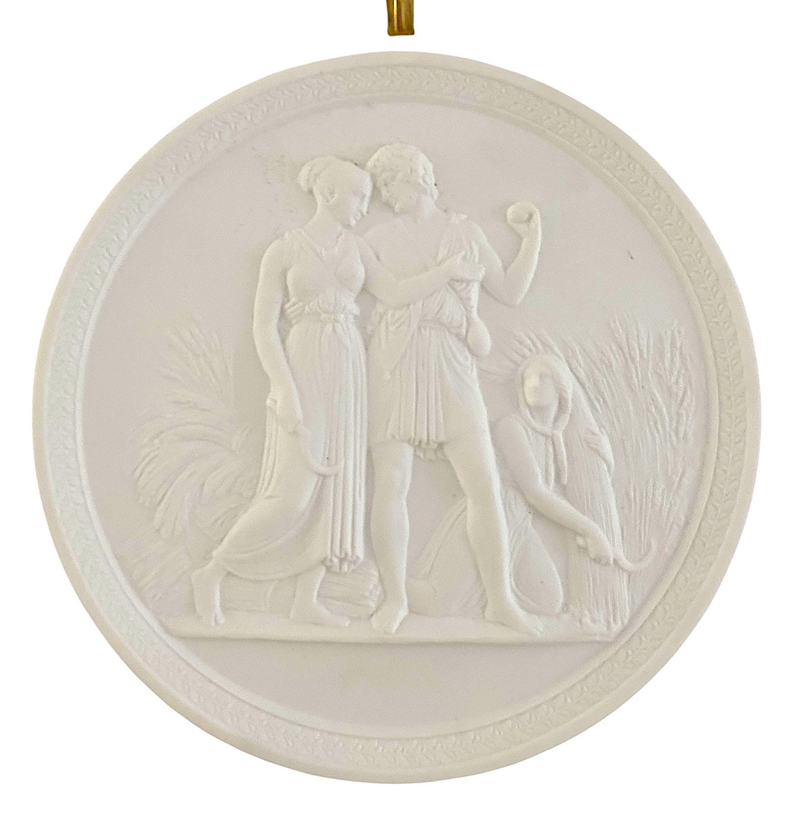 夏と青春 ビスク陶器レリーフ彫刻