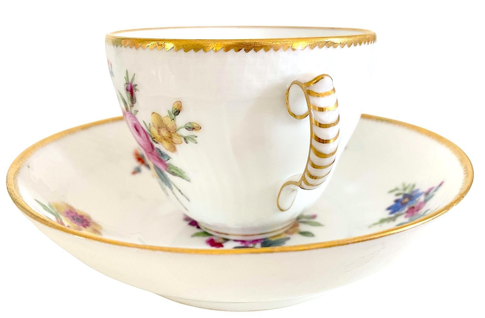 ロイヤルコペンハーゲン サクソンフラワー カップ＆ソーサー アンティーク デンマーク磁器 金縁