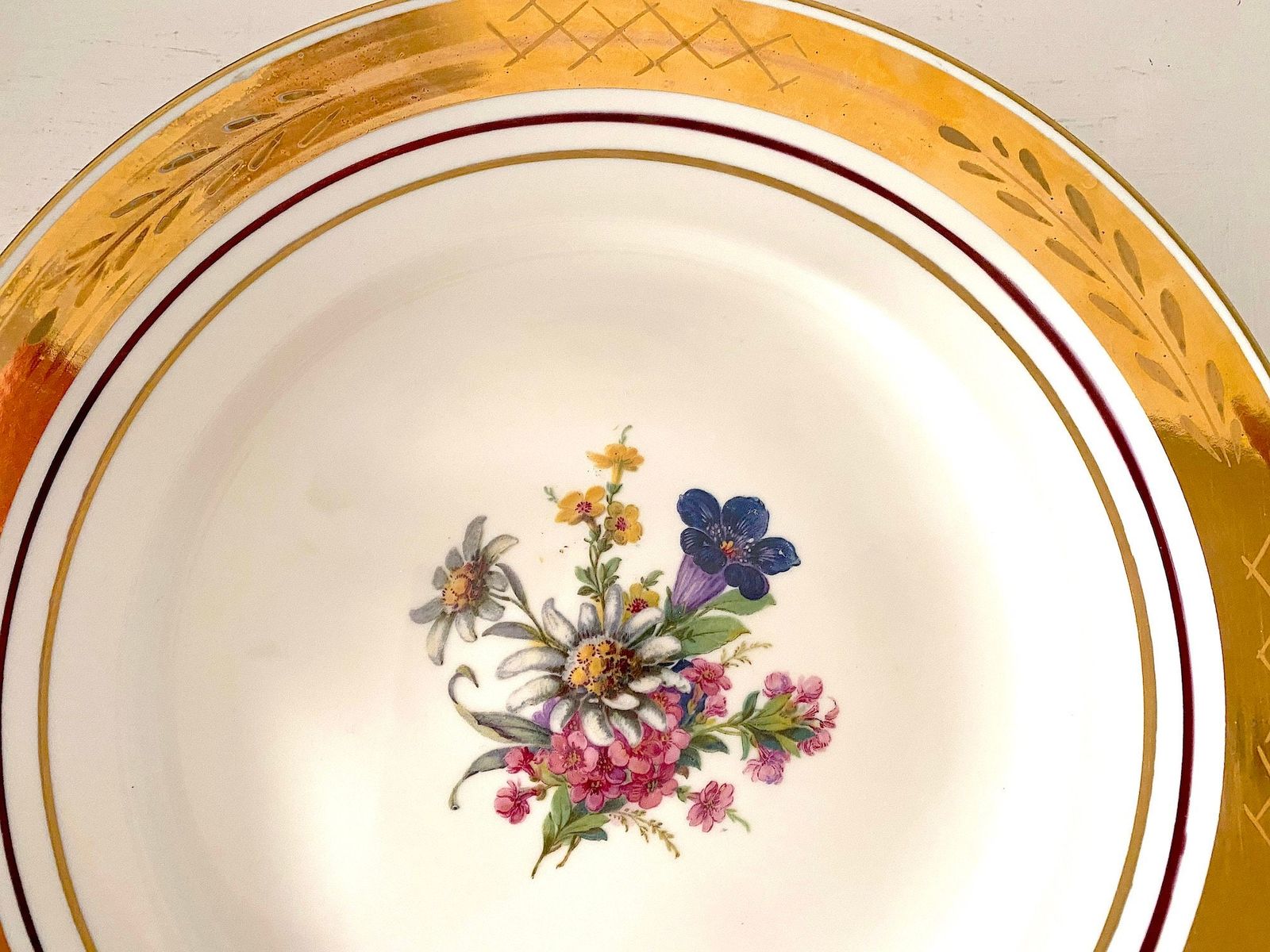 ロイヤルコペンハーゲン ブルーゲンチアナプレート 金縁 コレクターズディスプレイプレート