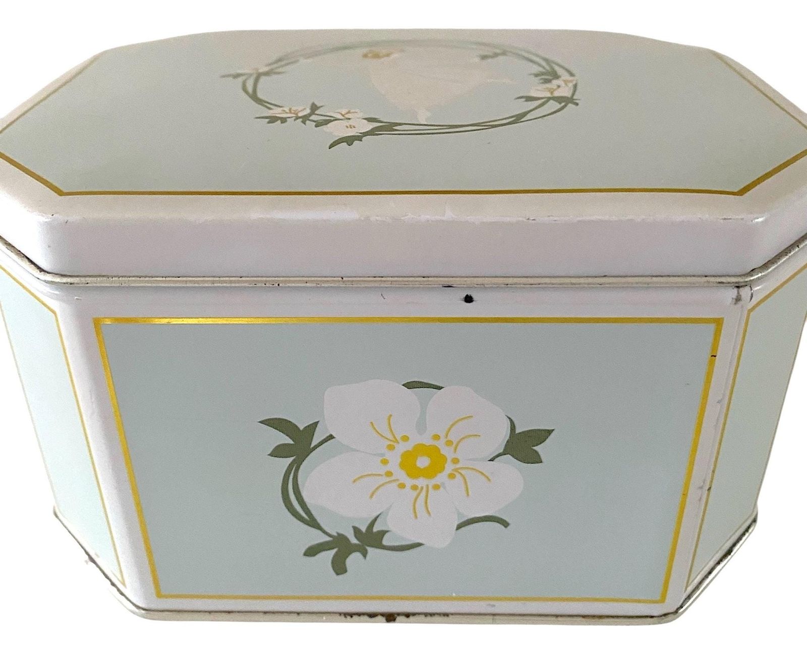 ロイヤルコペンハーゲン ブリキ箱 パステルブルー ホワイト ローズ バレリーナ エンジェル ヴィンテージ デンマーク製