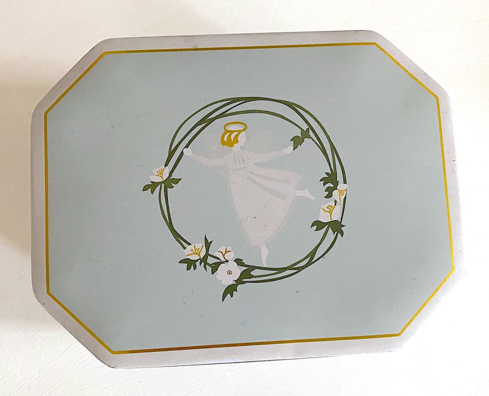  ロイヤルコペンハーゲン ブリキ箱 パステルブルー ホワイト ローズ バレリーナ エンジェル ヴィンテージ デンマーク製 皿 食器