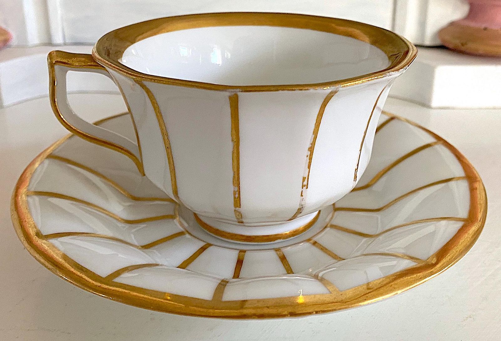  アンティーク ロイヤルコペンハーゲン ティーカップ＆ソーサーセット ホワイト＆ゴールド パレス ヘンリエッテ 1870 1890年代 皿 食器