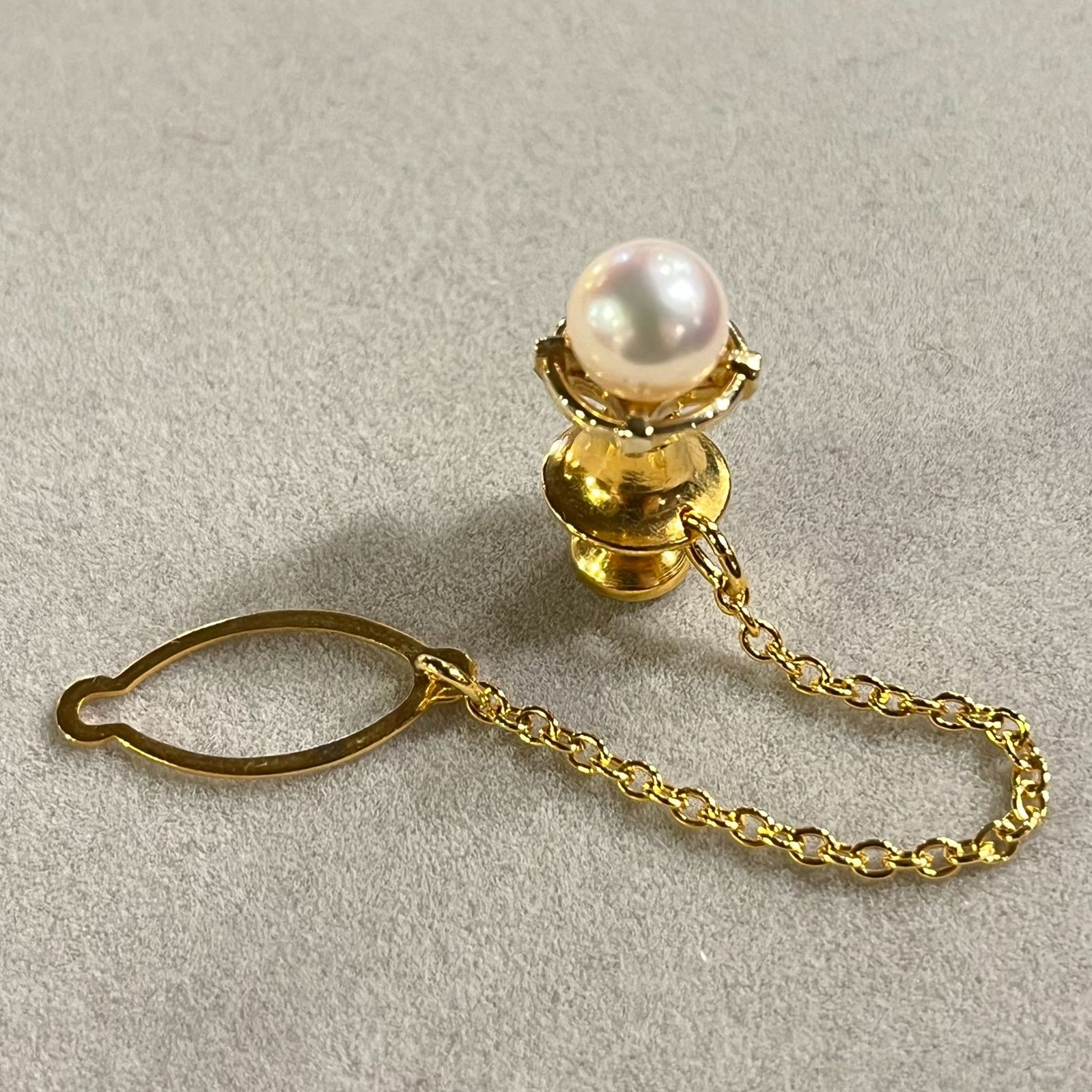ミキモト パール 真珠 タイタック タイピン K14YG 1.45g / MIKIMOTO-新