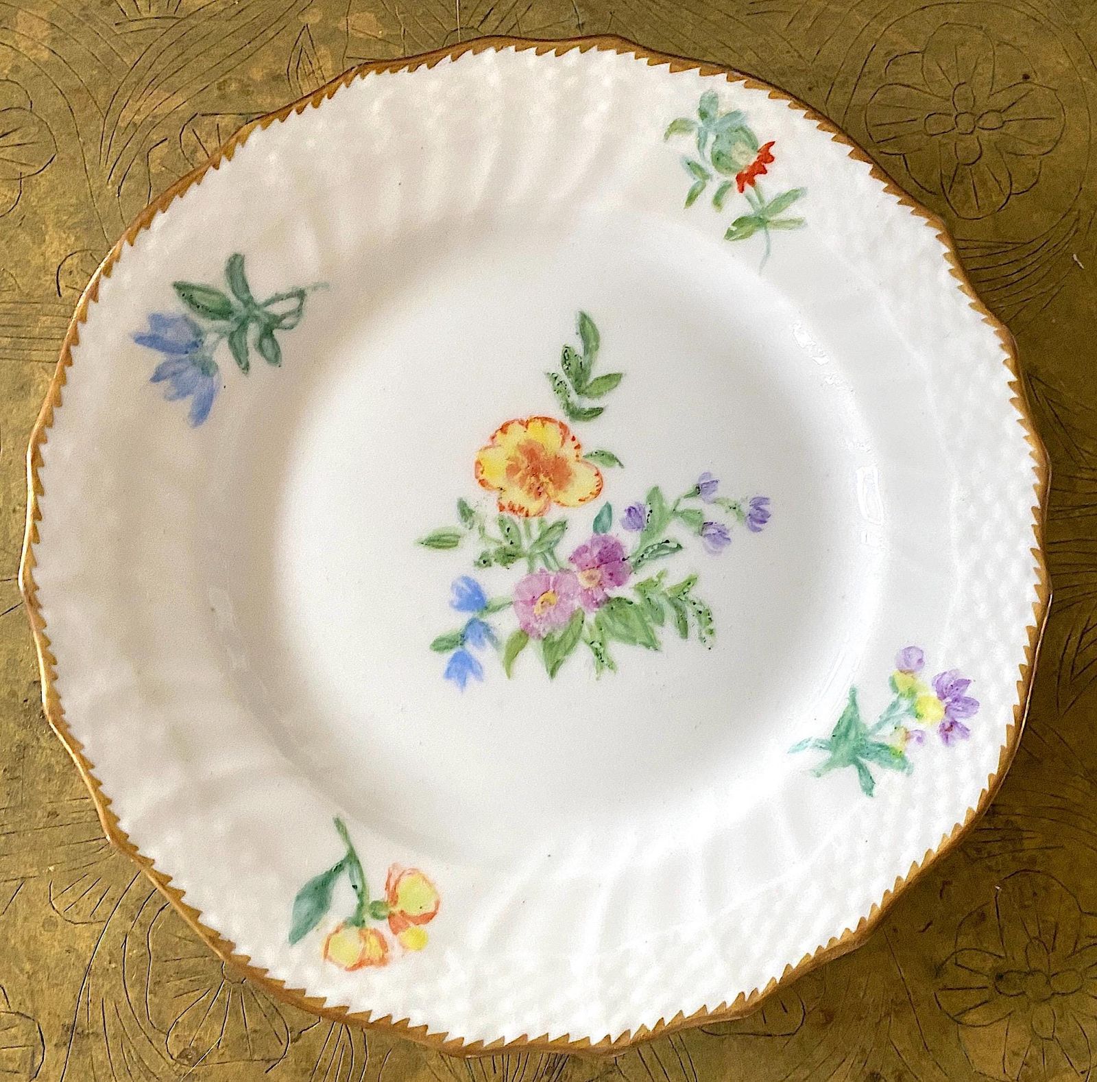 ロイヤルコペンハーゲン フルサクソンフラワー ゴールドアクセント サイドプレートアンティーク デンマーク製