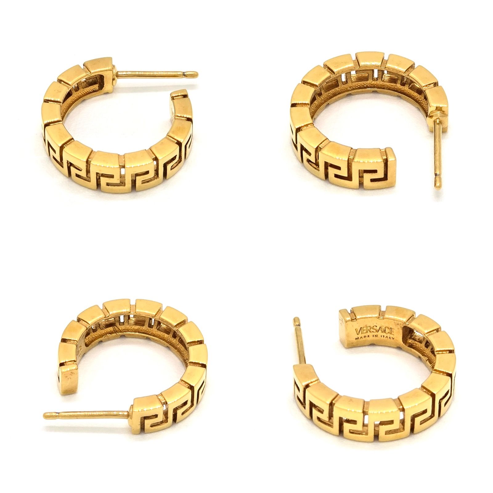 VERSACE ヴェルサーチェ グレカ フープ ピアス 両耳 ゴールド