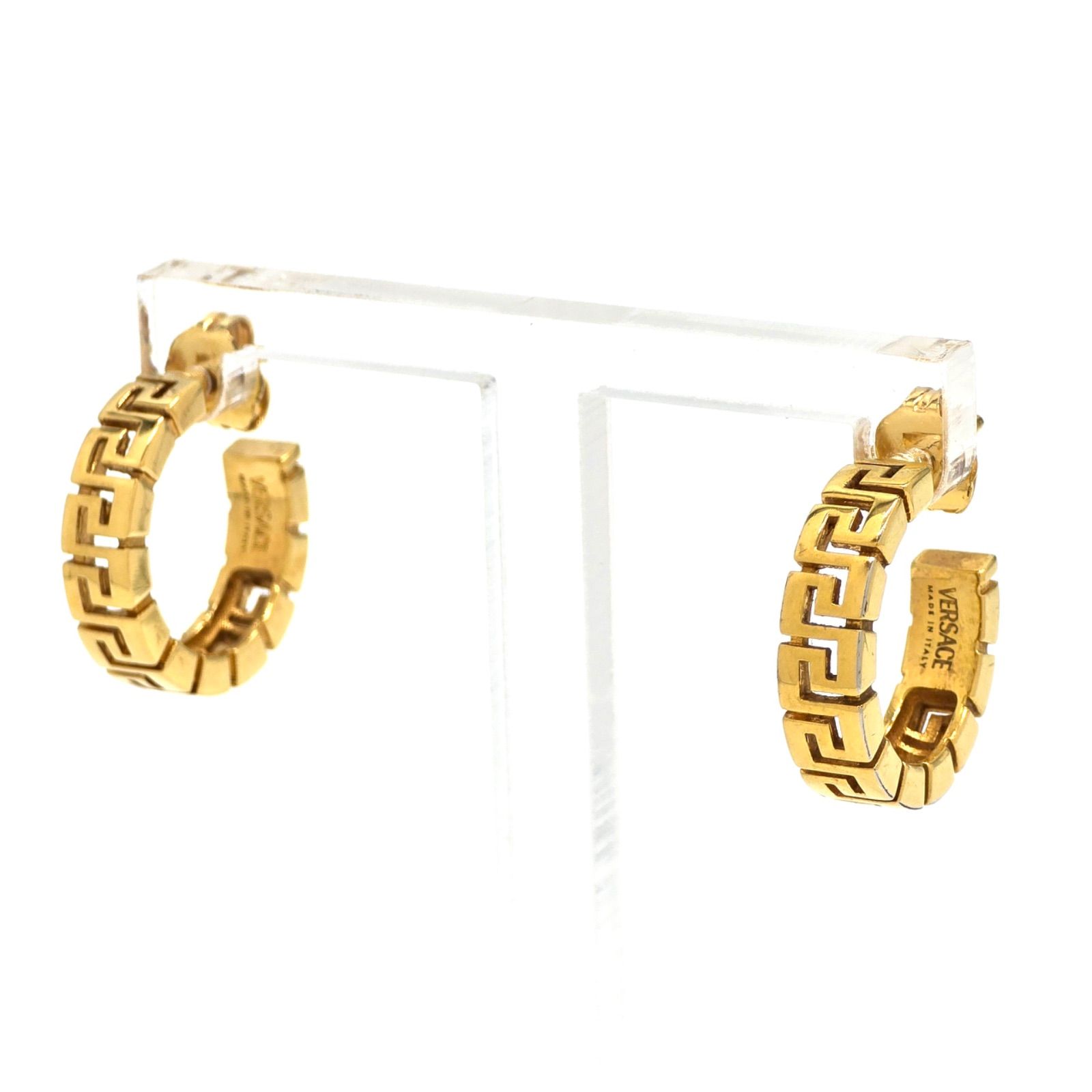 VERSACE ヴェルサーチェ グレカ フープ ピアス 両耳 ゴールド
