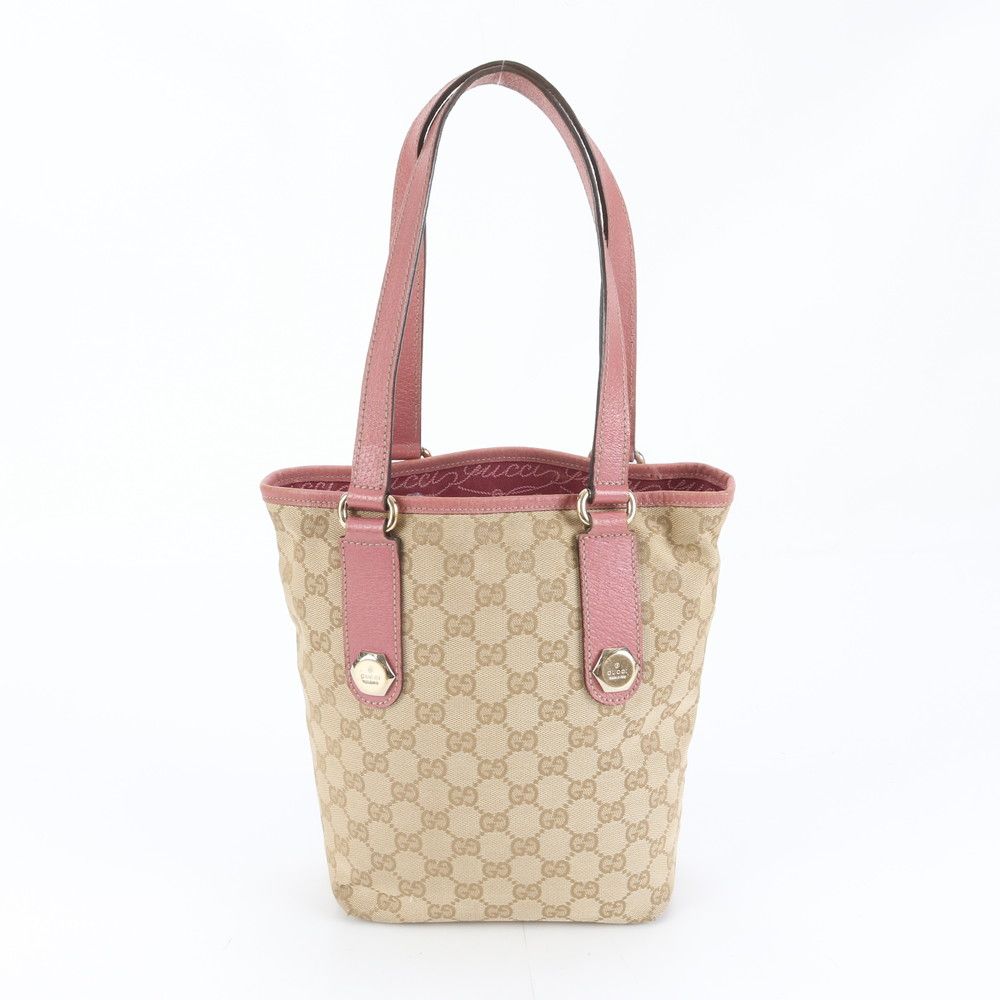 美品 グッチ GGキャンバス 153361 レザー トート バッグ 肩掛け