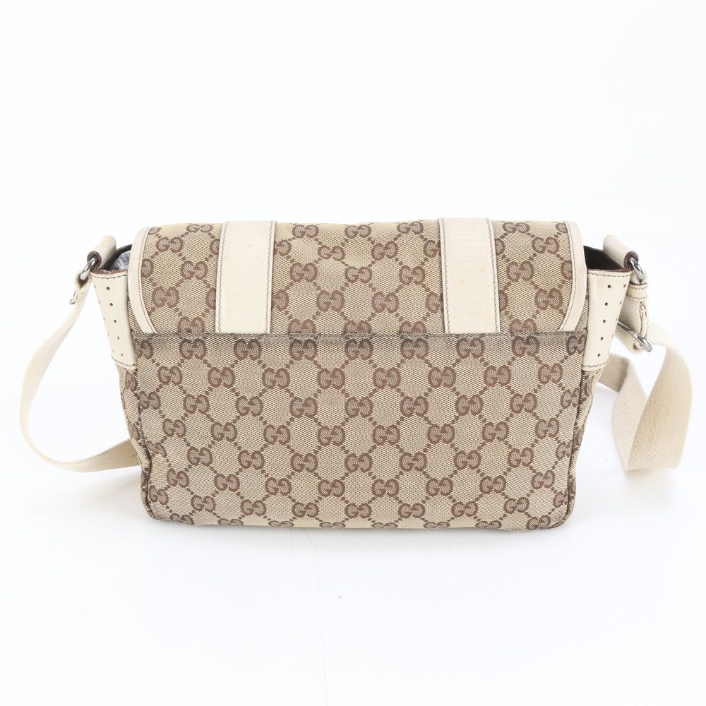グッチ GGキャンバス 145858 レザー ショルダーバッグ 斜め掛け ハンド 本革 ブラウン 茶色 レディース RUM DH 20-2 ミニマル ブラック系