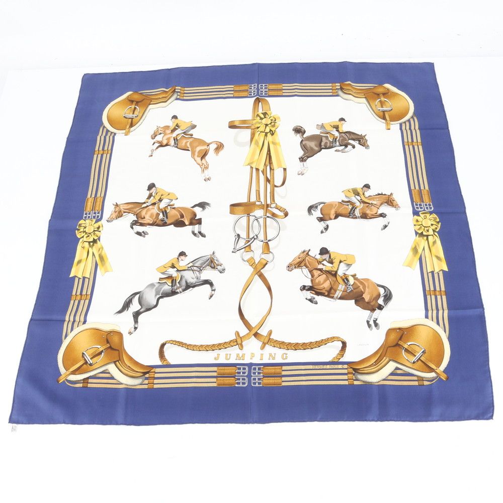 エルメス タグ付 カレ 90 JUMPING ジャンピング スカーフ シルク100％ Cマーク 絹 ストール レディース メンズ MUM DH 7-4