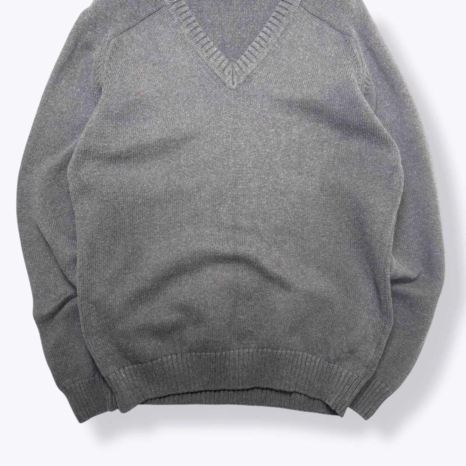 90s LANDS' END V-Neck Cotton Knit Made in USA 【L】 90年代 ランズ