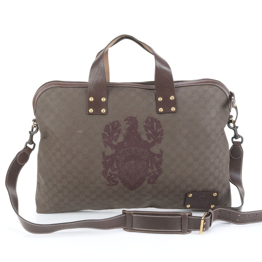 グッチ GGキャンバス レザー 2 WAY ボストン バッグ 斜め掛け 出張 旅行 ショルダー メッセンジャー A 4 メンズ MRM DH 5-10