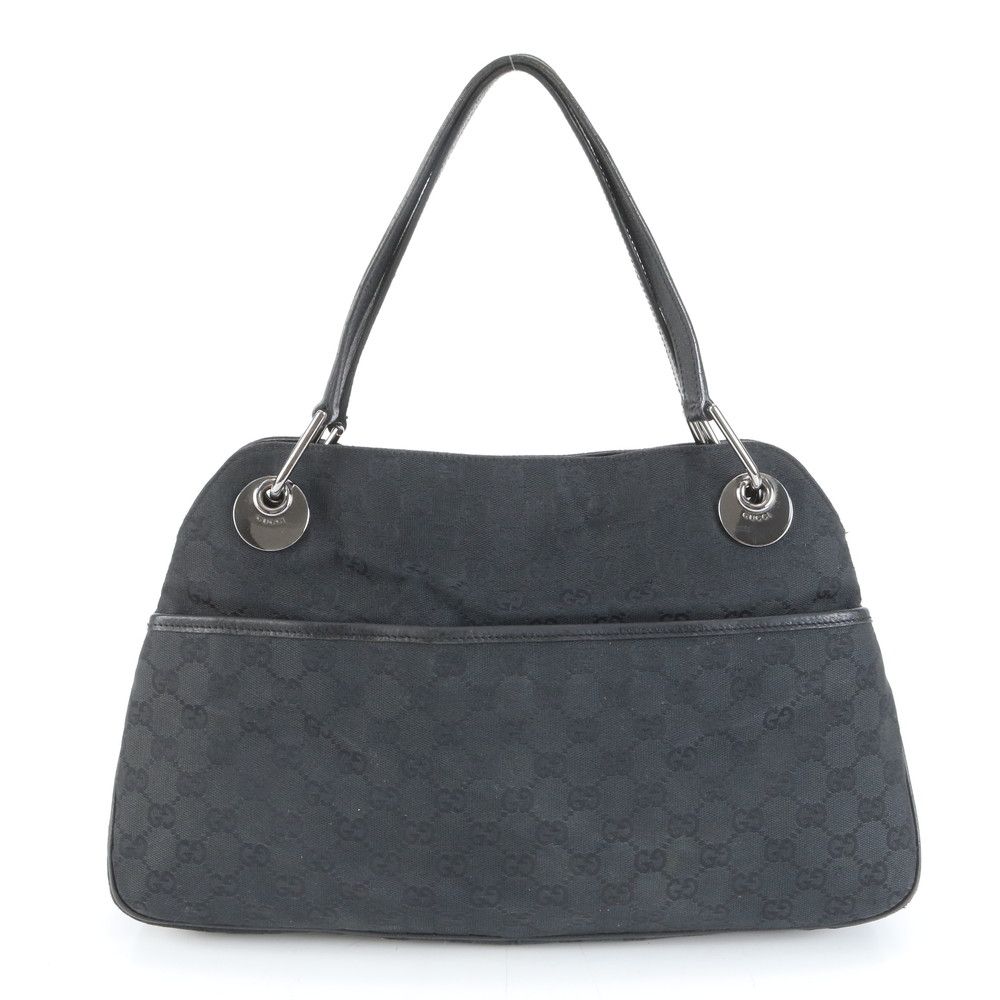 グッチ GGキャンバス 121023 レザー トート バッグ 肩掛け ショルダー ハンド 本革 ブラック 黒 レディース MWM DH 16-7