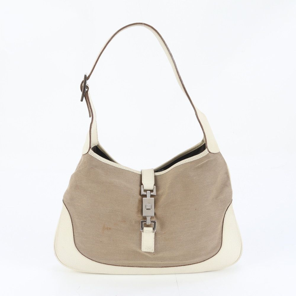 グッチ ジャッキー 001-3306 レザー キャンバス ワンショルダーバッグ 肩掛け ハンド 本革 レディース RUM DH 14-5