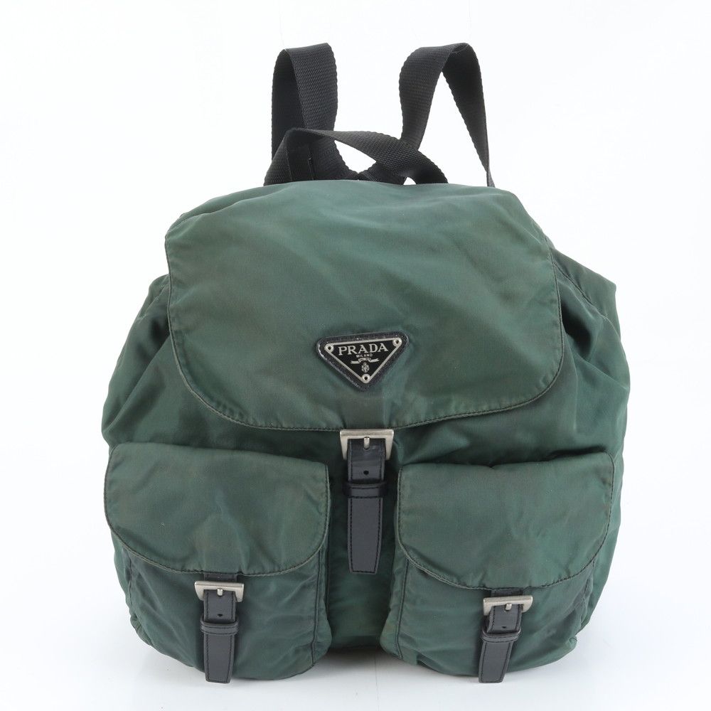 プラダ テスート ナイロン トライアングルロゴ レザー リュックサック ショルダー バッグ レディース RUM DH 11-10