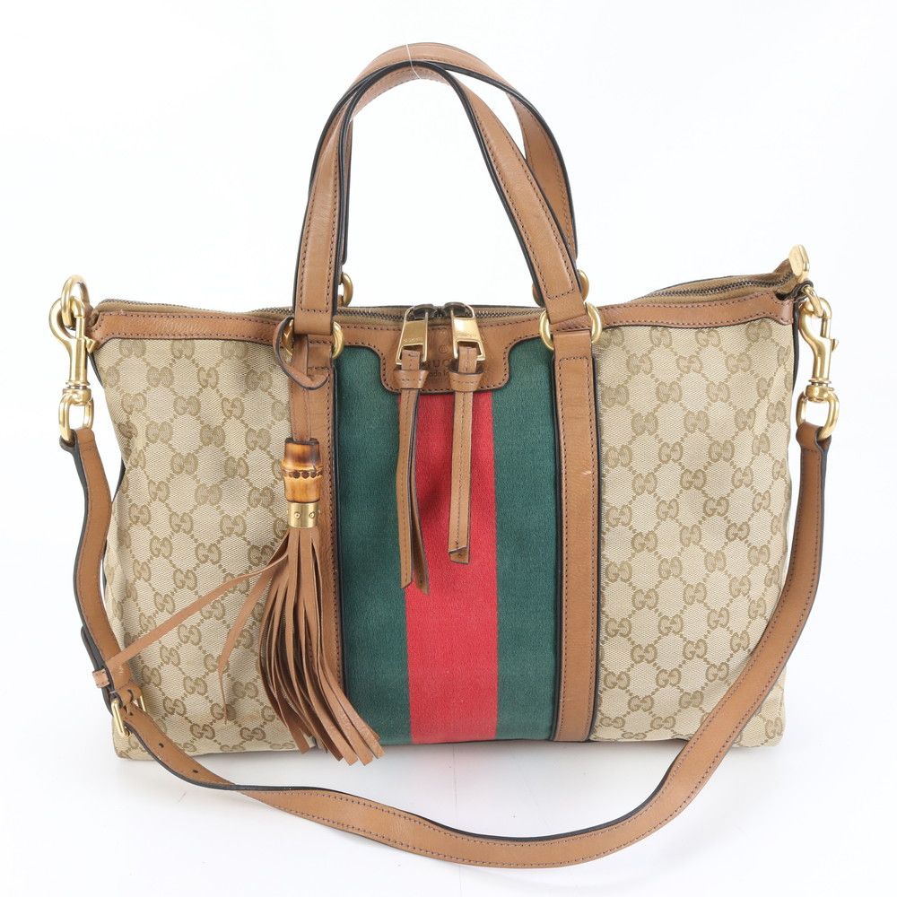 グッチ GGキャンバス シェリー ライン ラニア 309621 2 WAY トート バッグ 斜め掛け ショルダー A 4 メンズ レディース RUM DH 20-6