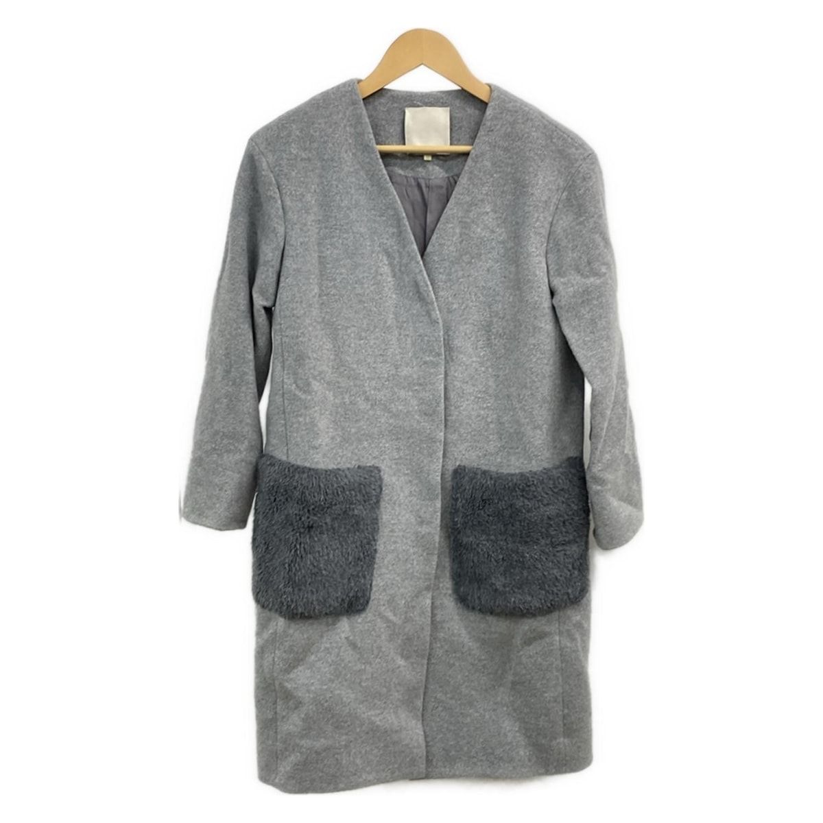 自由区|jiyuku ジユウク コート サイズ32 XS レディース - グレー×ダークグレー 長袖|冬