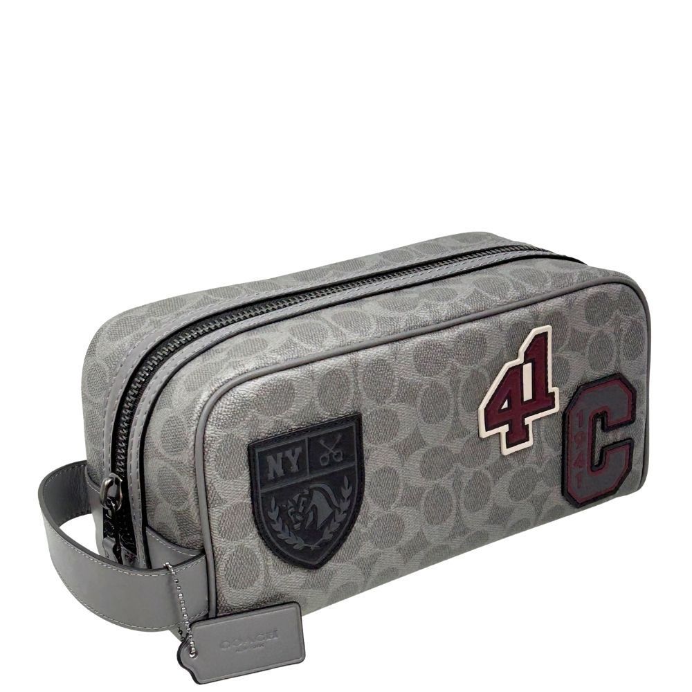 コーチ ポーチ メンズ COACH セカンドバッグ シグネチャー パッチ ラージ トラベルキット CCF 36 QBGRM グレーマルチ