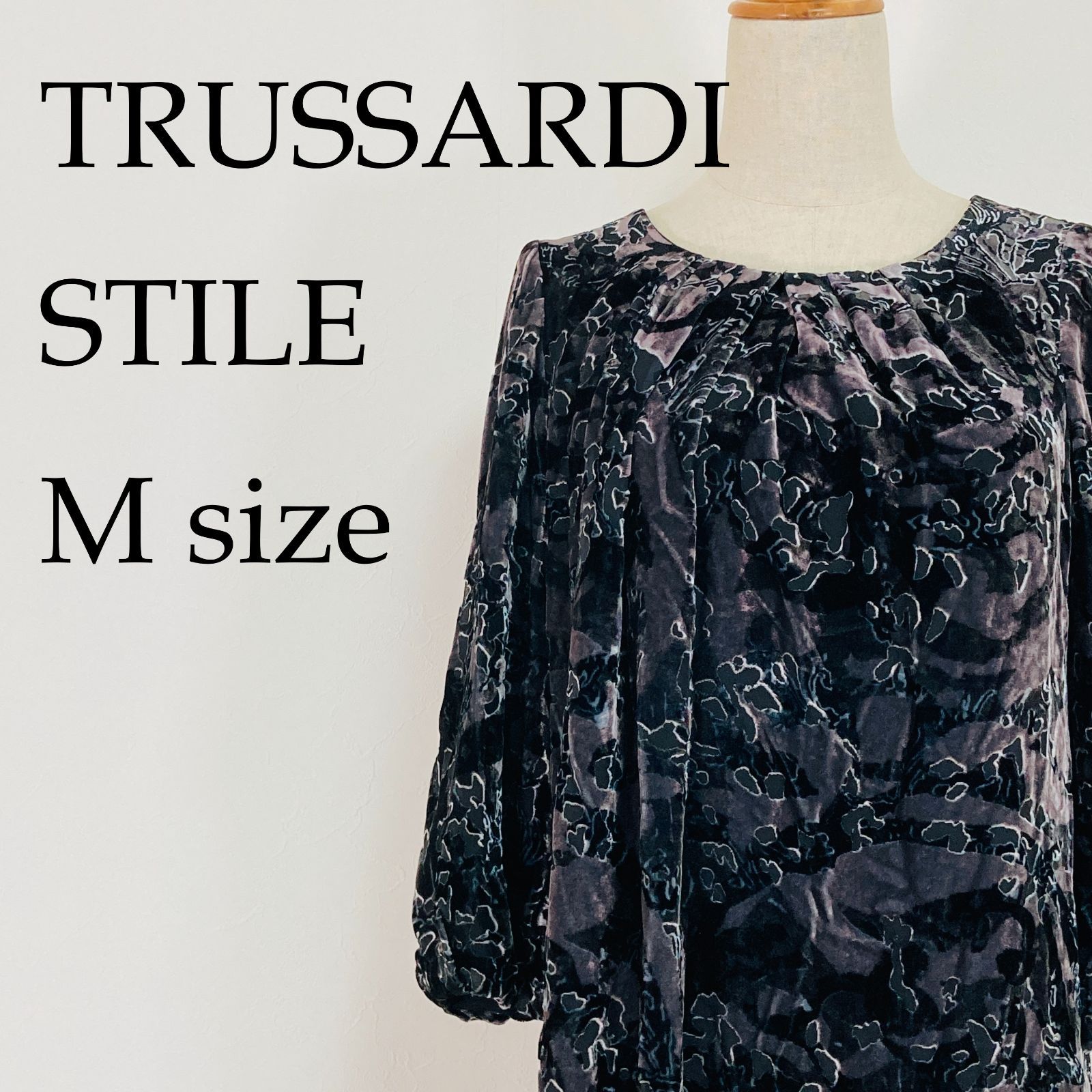 TRUSSARDI トラサルディ ベルベット風ワンピース 黒 Mサイズ フォーマル