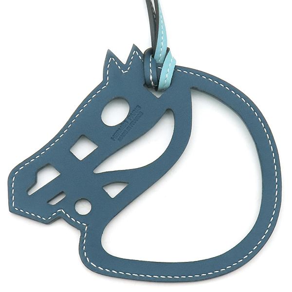 エルメス HERMES バッグチャーム パドック シュバル ヴォースイフト ブルーアトール 水色 馬モチーフ