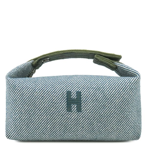 エルメス HERMES ポーチ ブリッド ア ブラック PM ウール ブルーアビス シルバー金具 青 ハンドバッグ バニティバッグ