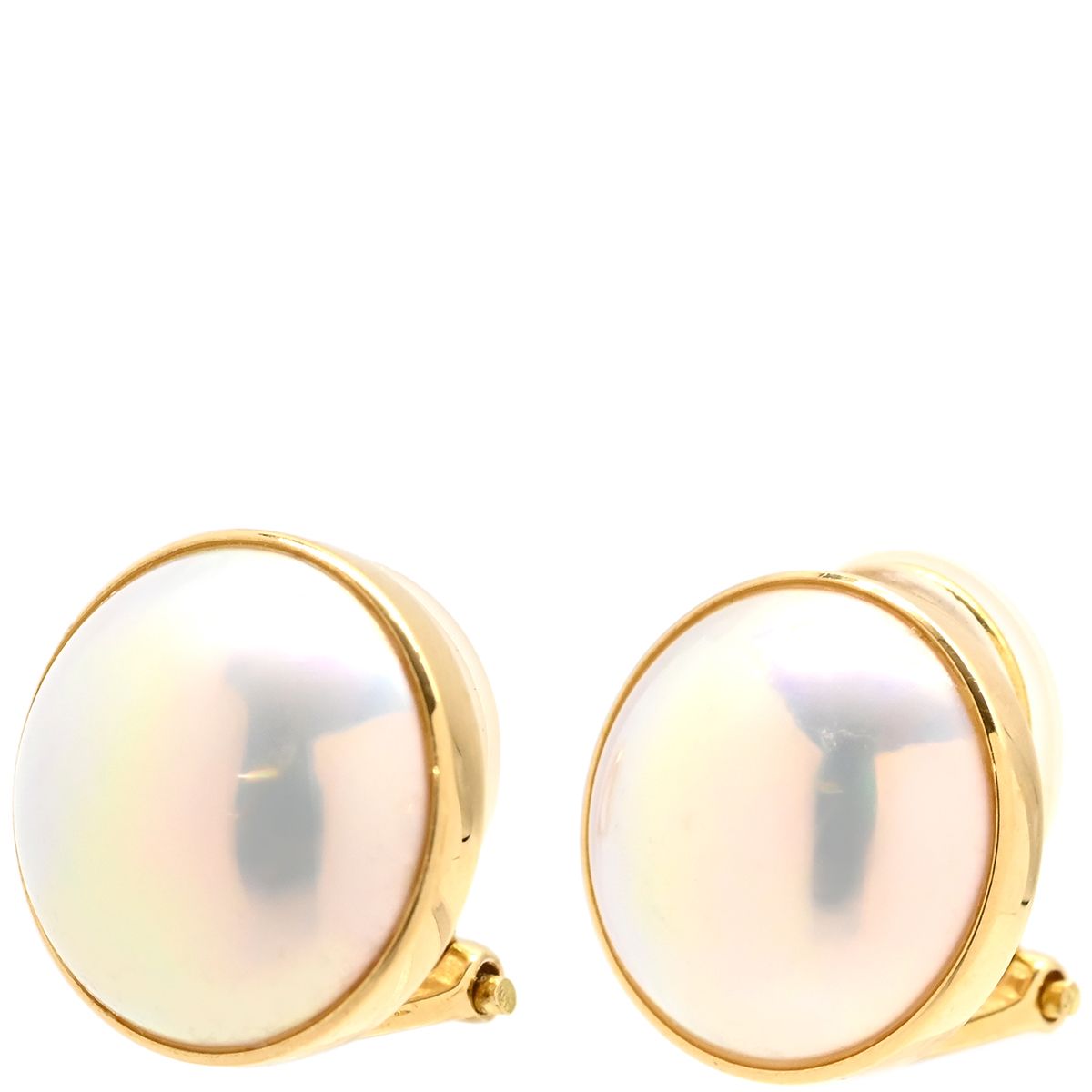 TASAKI イヤリング マベパール パールホワイト×イエローゴールド 750 YG Au 半円真珠 ホワイト ハーフパール ドーム型