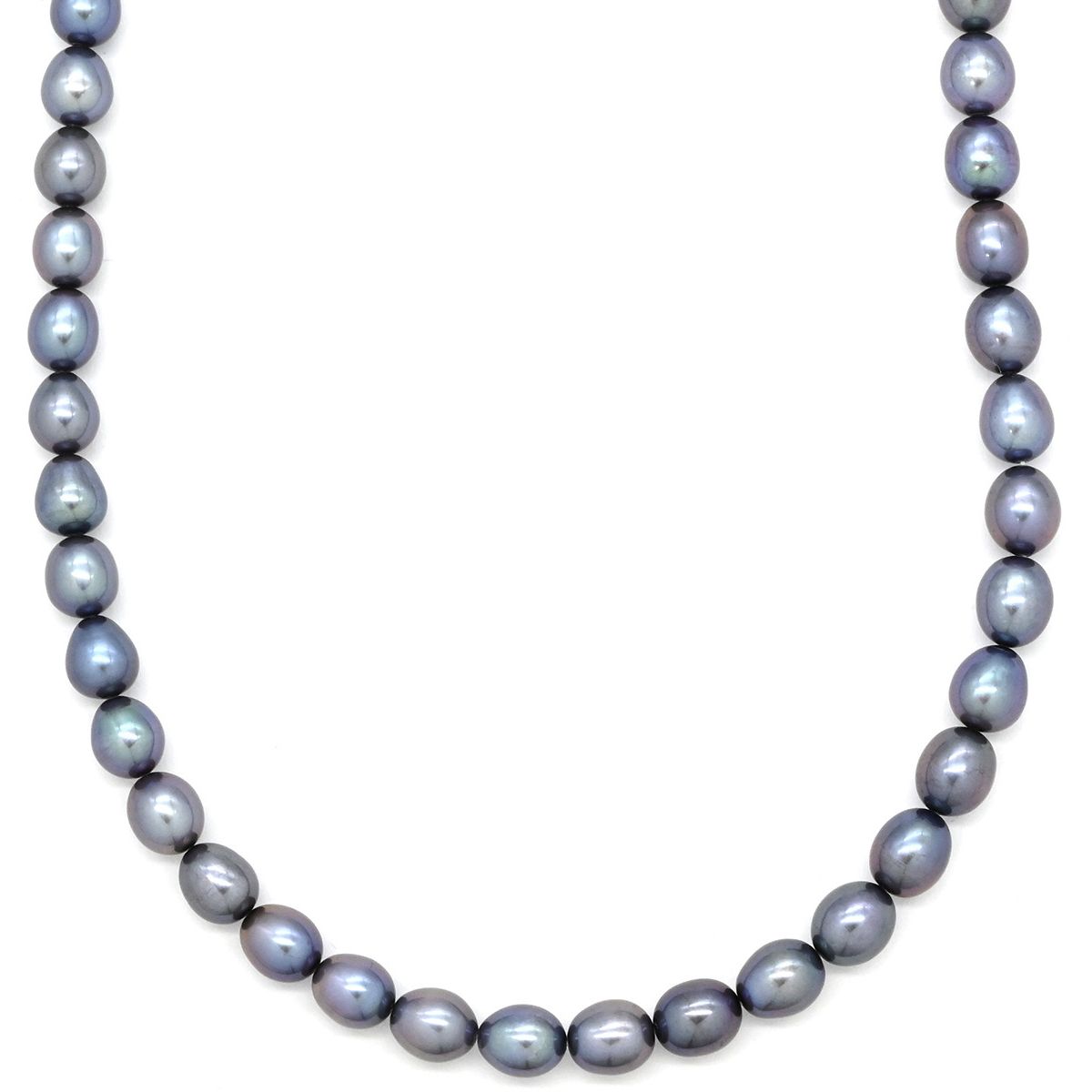 ネックレス 5.8 mm パール ペンダント ブルーブラック 真珠 ダークグレー 黒銀色 一連 淡水真珠 43.5 cm セミラウンドシェイプ