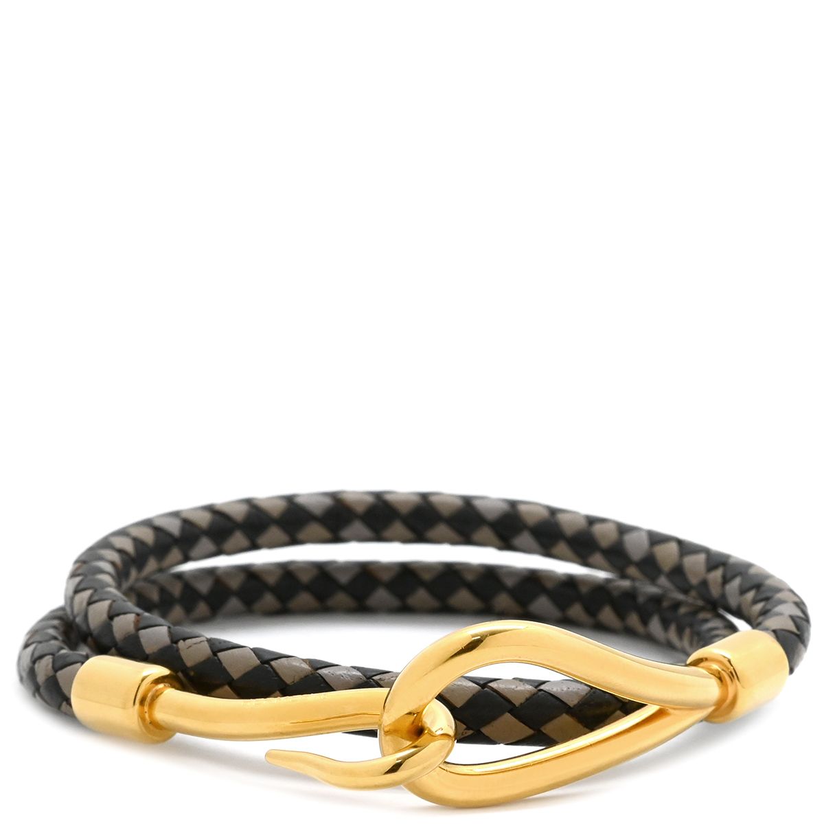 エルメス HERMES チョーカー ジャンボ レザー メタル ブラック×グレー