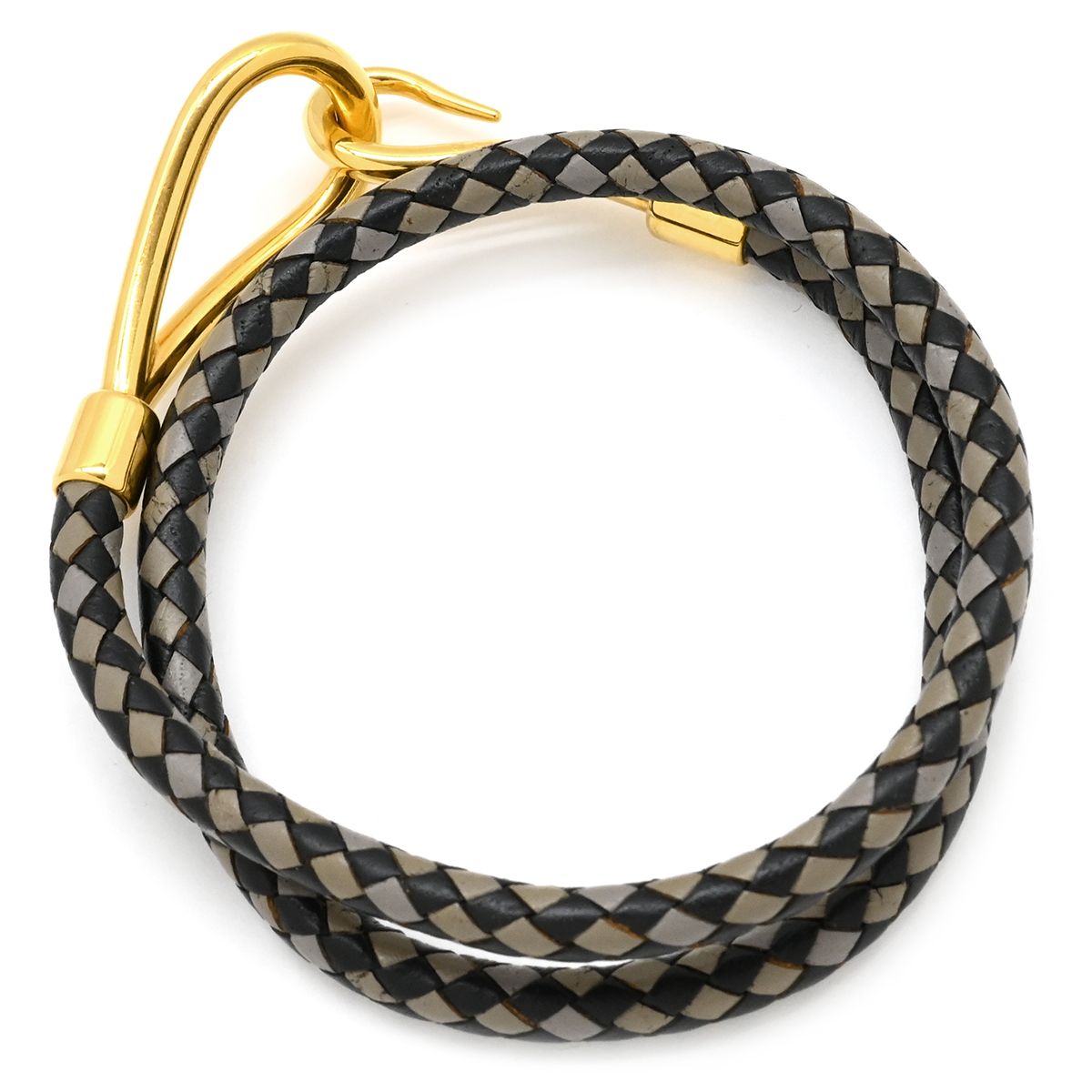 エルメス HERMES チョーカー ジャンボ レザー メタル ブラック×グレー