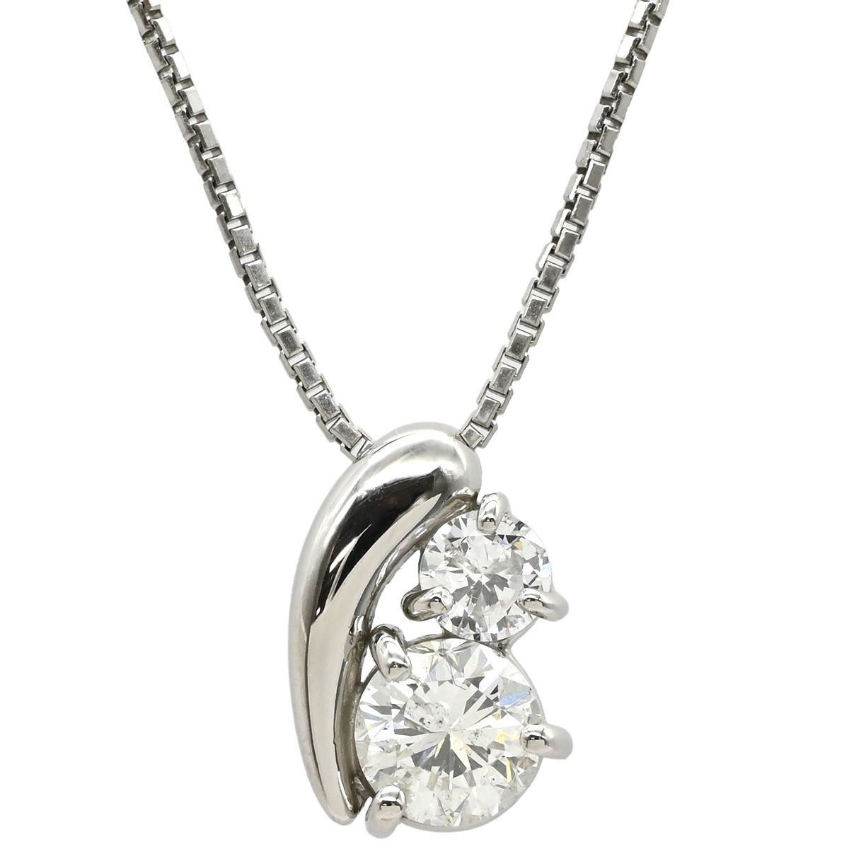 ネックレス ダイヤモンド 1.00 ct ペンダント プラチナシルバー 2 P 2石 2粒 プラチナム ツインダイヤ
