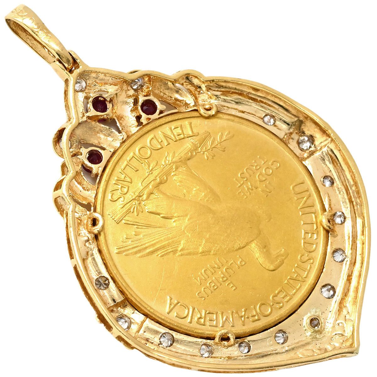 ペンダントトップ コイン 金貨 イエローゴールド 10ドル金貨 アメリカンインディアンヘッド 750 18K K21.6 ネックレストップ  ペンダントヘッド 【中古】 - メルカリ