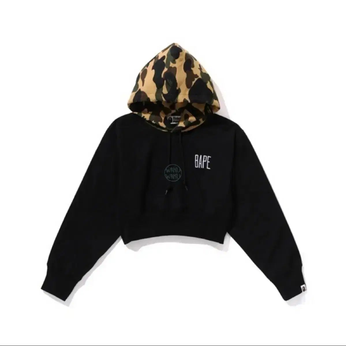 A BATHING APE レディース FIRST カモフラ クロップド プルオーバー フーディー