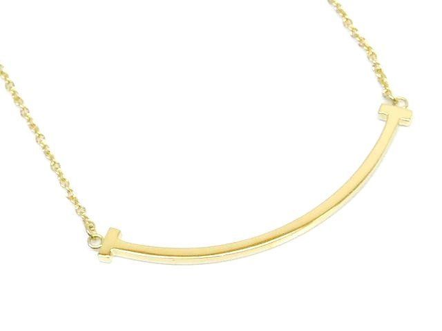 1番 ティファニー K 18 Tスマイル スモール ネックレス イエローゴールド 約2.8 g レディース TIFFANY＆Co□ 7 J L●
