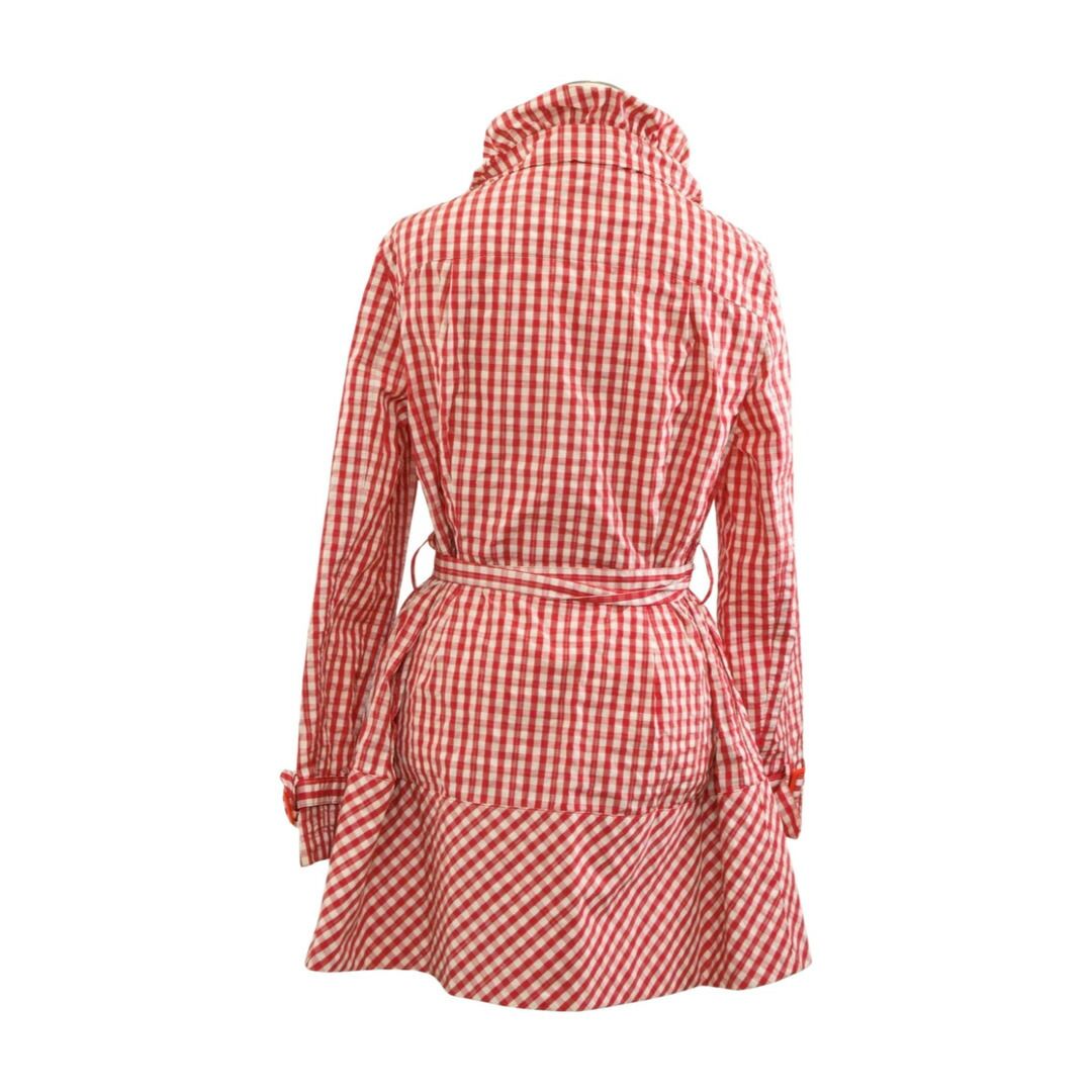 ユキトリイ yuki torii コート チェック レッド ホワイト サイズ 38