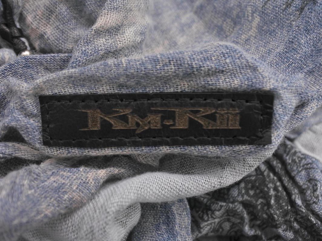 KMRii ケムリ 総柄 グラデーション フェザー ストール ライトブルー