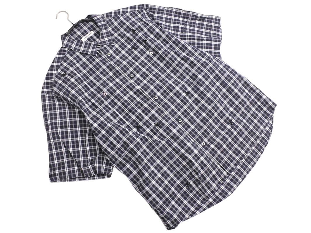 アンダーカバー チェック 刺繍 シャツ size 4|黒 ◎メンズ