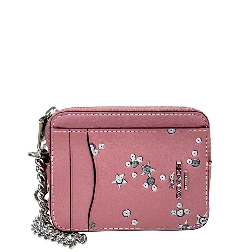 コーチ 財布 レディース COACH コインケース レザー スター プリント ジップ カード ケース CCO 26 SVPF 6 ダスティピンクマルチ