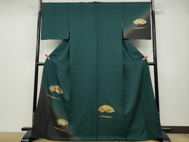 平和屋着物●訪問着　螺鈿　銀杏　暈し染め　金彩　鈴乃屋扱い　正絹　逸品　AABD7001ph 平和屋着物▽訪問着 螺鈿 地紙重ね草花文 暈し染め 金彩 鈴乃屋扱い