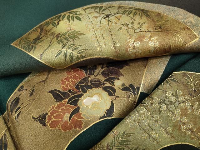 平和屋着物▽訪問着 螺鈿 地紙重ね草花文 暈し染め 金彩 鈴乃屋扱い