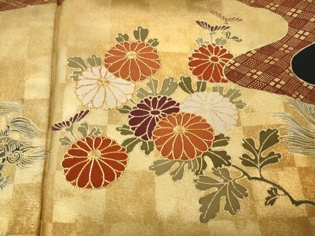 平和屋着物▽豪華黒留袖 駒刺繍 唐獅子 文字 枝花文 金彩 正絹 逸品