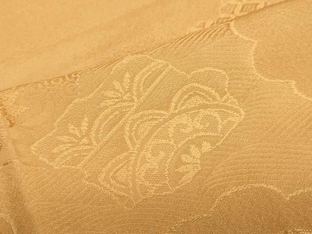 平和屋着物▽上質な色無地 吉祥破れ色紙地紋 狐色 正絹 逸品