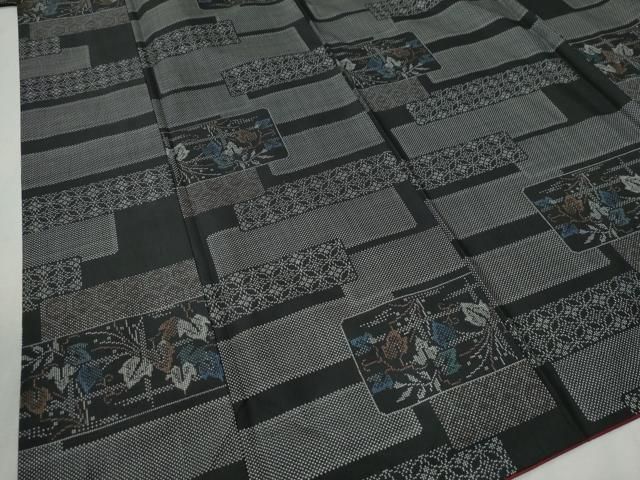 平和屋着物▽本場大島紬 7マルキ 短冊重ね吉祥花文 正絹 逸品