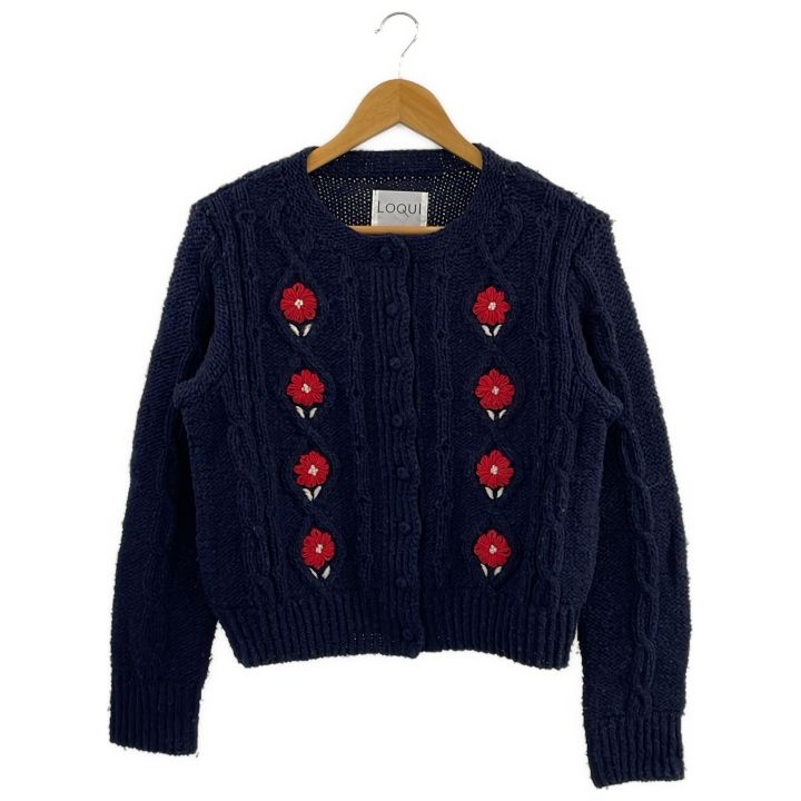 LOQUI SLOBE ④ 21080913001530 フラワー刺繍ニット レディース ネイビー FREE LOQUI SLOBE ④ 21080913001530 フラワー刺繍ニット レディース