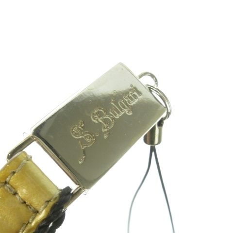 ブルガリ BVLGARI ストラップ キーホルダー レザー 本革 黄 イエロー