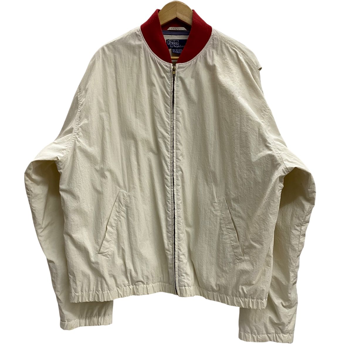 ポロラルフローレン Polo by Ralph Lauren 90 s SPORT ナイロンジャケット ボンバージャケット ブルゾン ジャケット ホワイト Lサイズ 201 MT-5043 VB