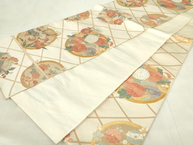 平和屋着物◎六通柄袋帯 唐織 桃山狂言の丸文 金銀糸 正絹 逸品