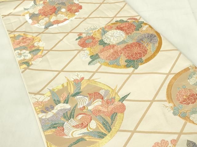 平和屋着物◎六通柄袋帯 唐織 桃山狂言の丸文 金銀糸 正絹 逸品